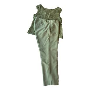 The Limited Scandal Collection Handler Pant Sage Green Sz 12 / Crochet Top L